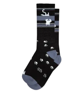 Upside-Down White Cat - Gym Crew Socks