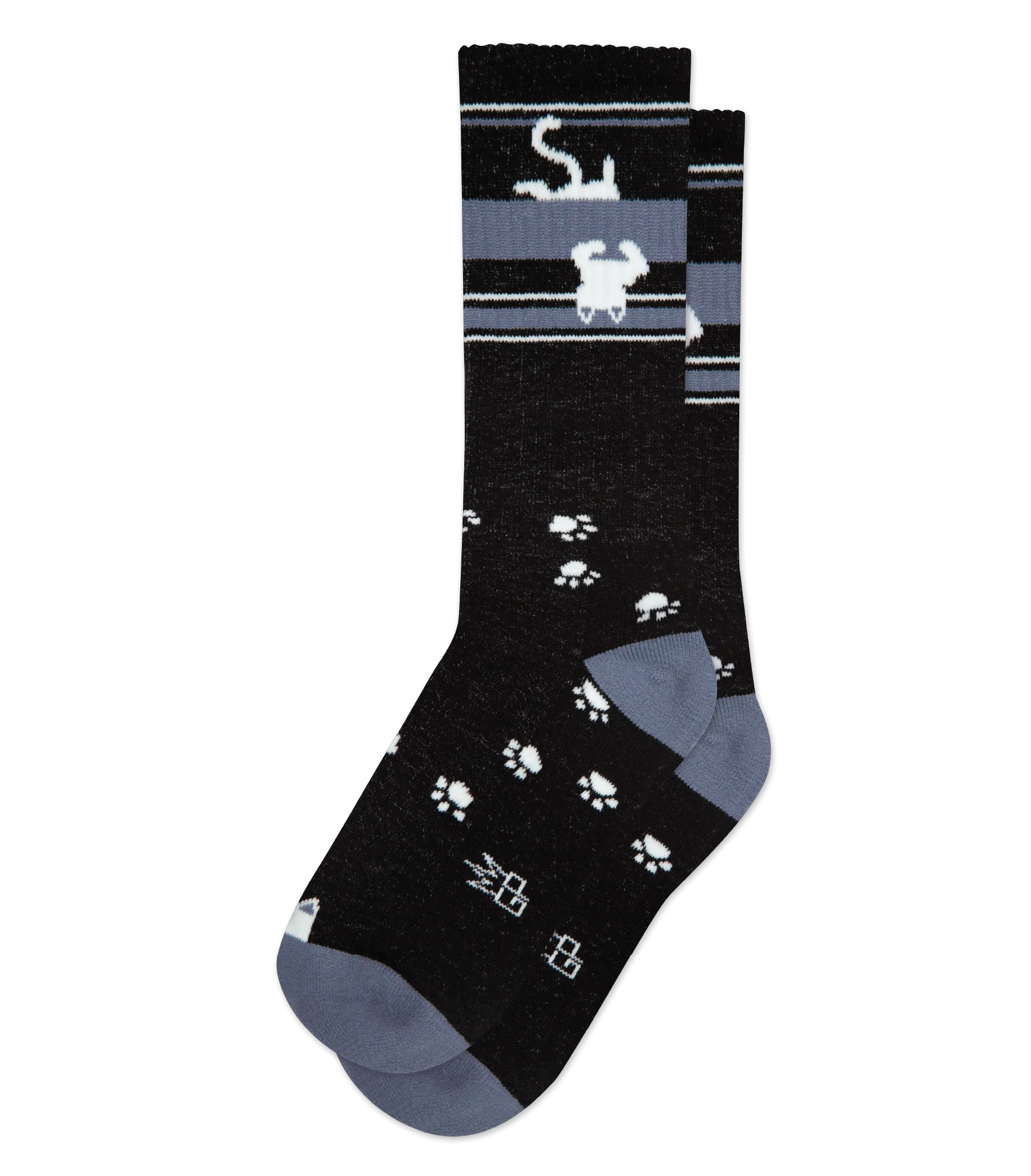 Upside-Down White Cat - Gym Crew Socks