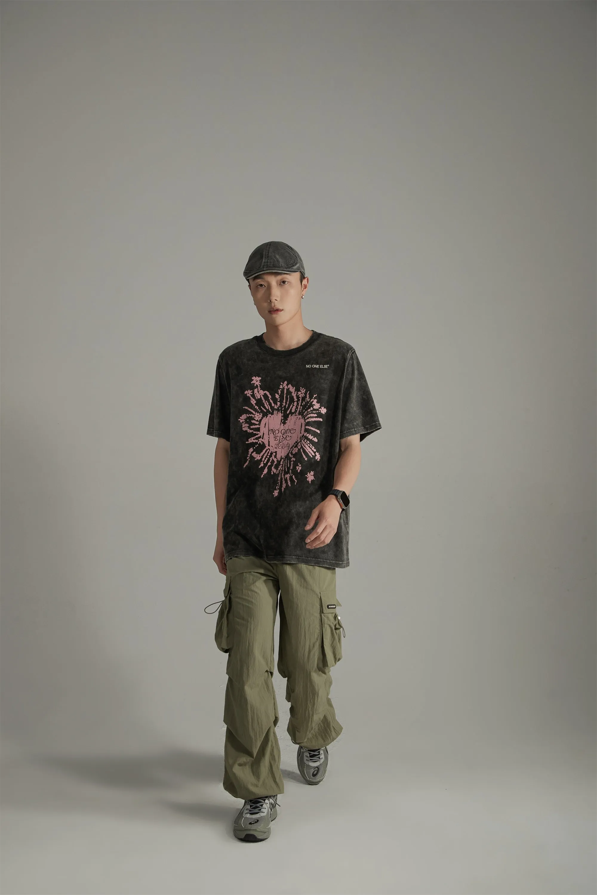 Vintage Heart Print Loose Fit T-Shirt