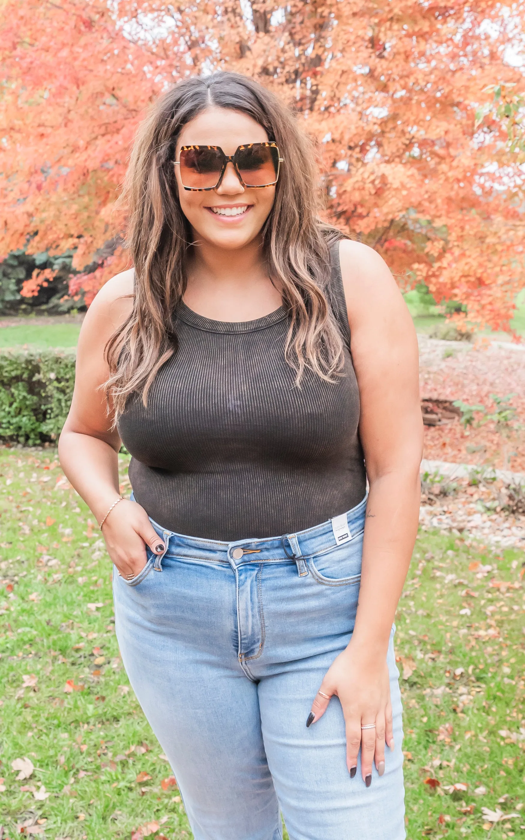 Washed Ribbed Scoop Neck Tank Top - Pt 2 - Final Sale