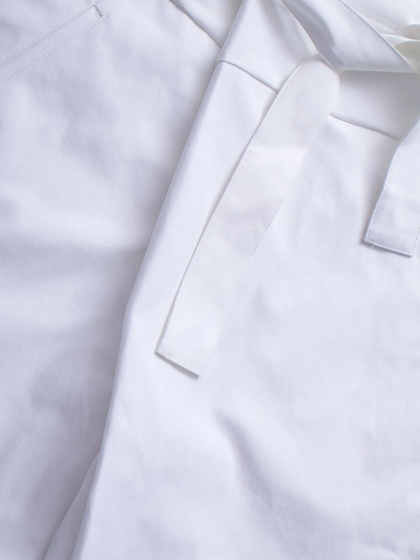 White Button Up Shorts with Tie Up Waist Detail