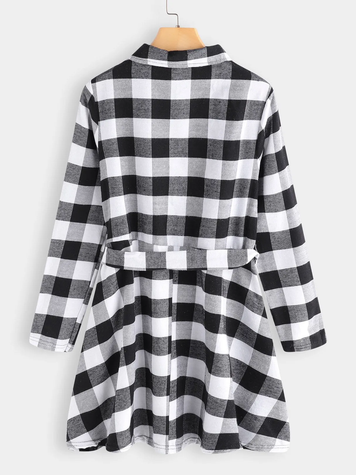 Wholesale Classic Collar 3/4 Length Sleeve Grid Mini Dresses