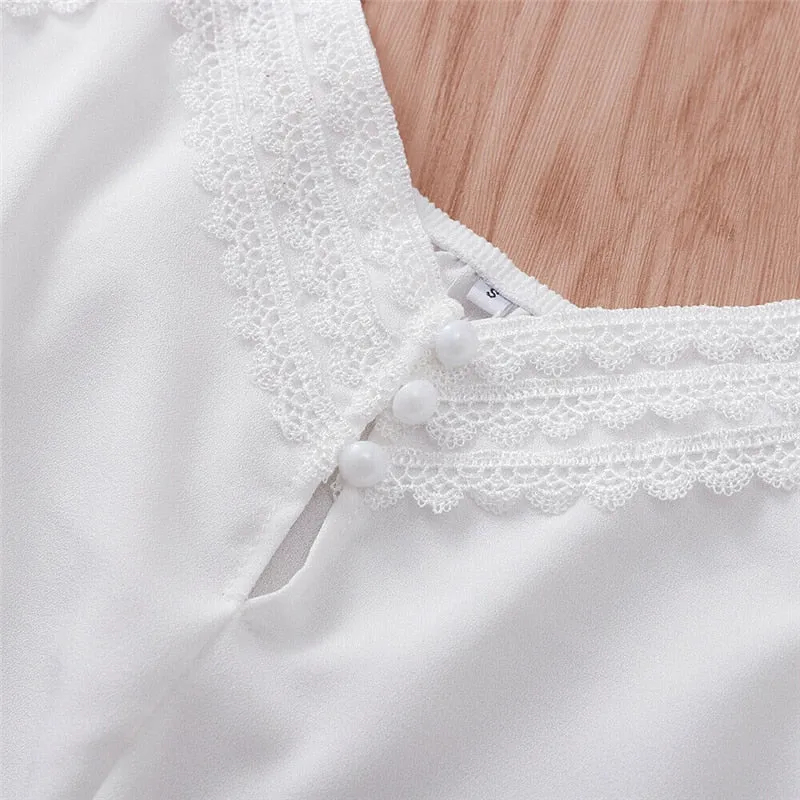 Women Casual Lace Top Elegant Sleeveless  Loose Tank top