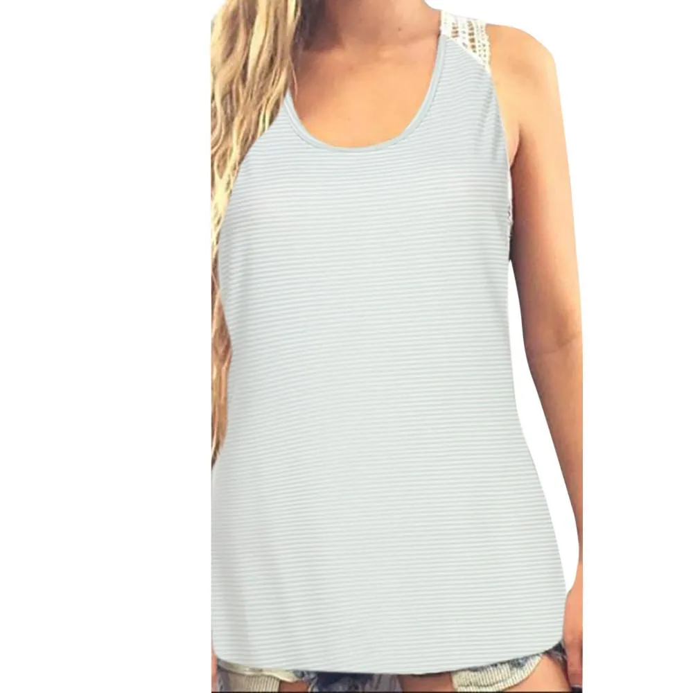 Women Summer Lace Vest Top Short Sleeve Blouse Casual Tank Tops