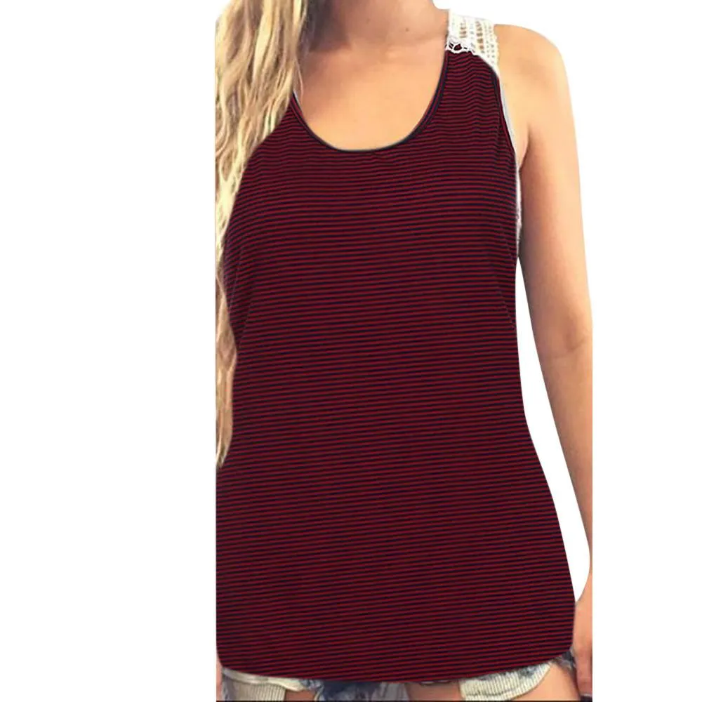 Women Summer Lace Vest Top Short Sleeve Blouse Casual Tank Tops