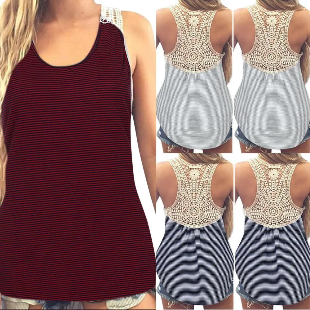 Women Summer Lace Vest Top Short Sleeve Blouse Casual Tank Tops