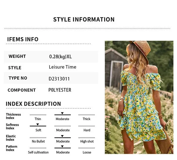 Women's Floral Wrap V-Neck Midi Dress Short Sleeve