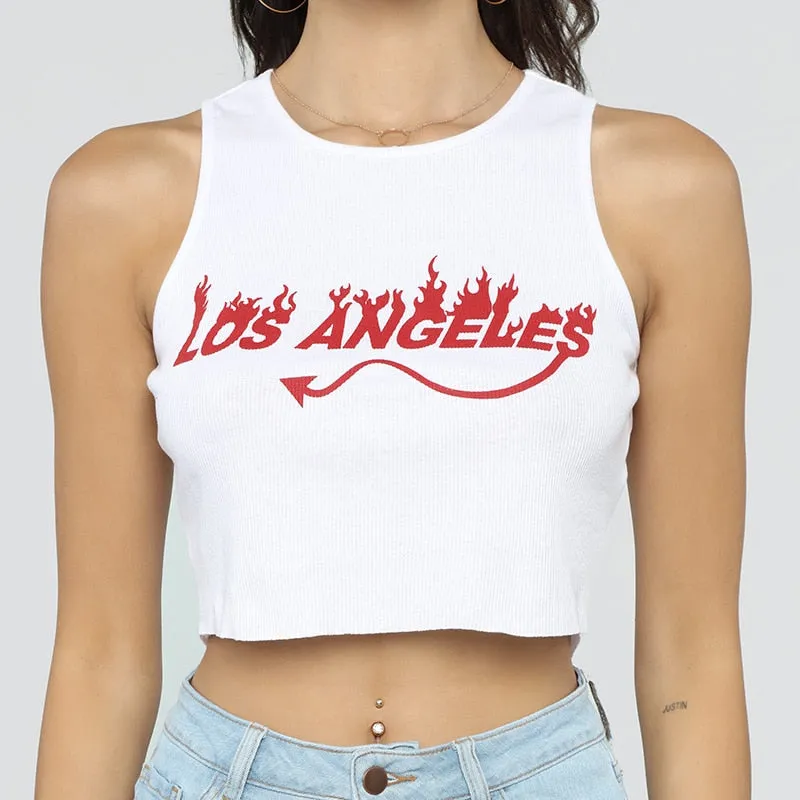 Women's Summer Casual O-Neck Sleeveless Crop Top