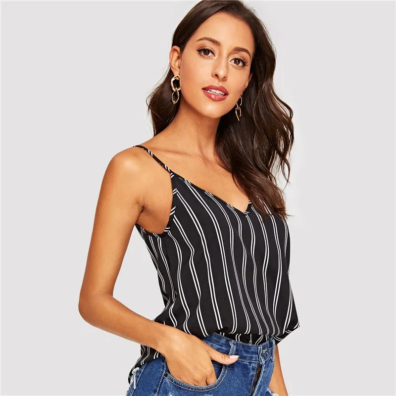 Women's Summer Casual V-Neck Striped Top