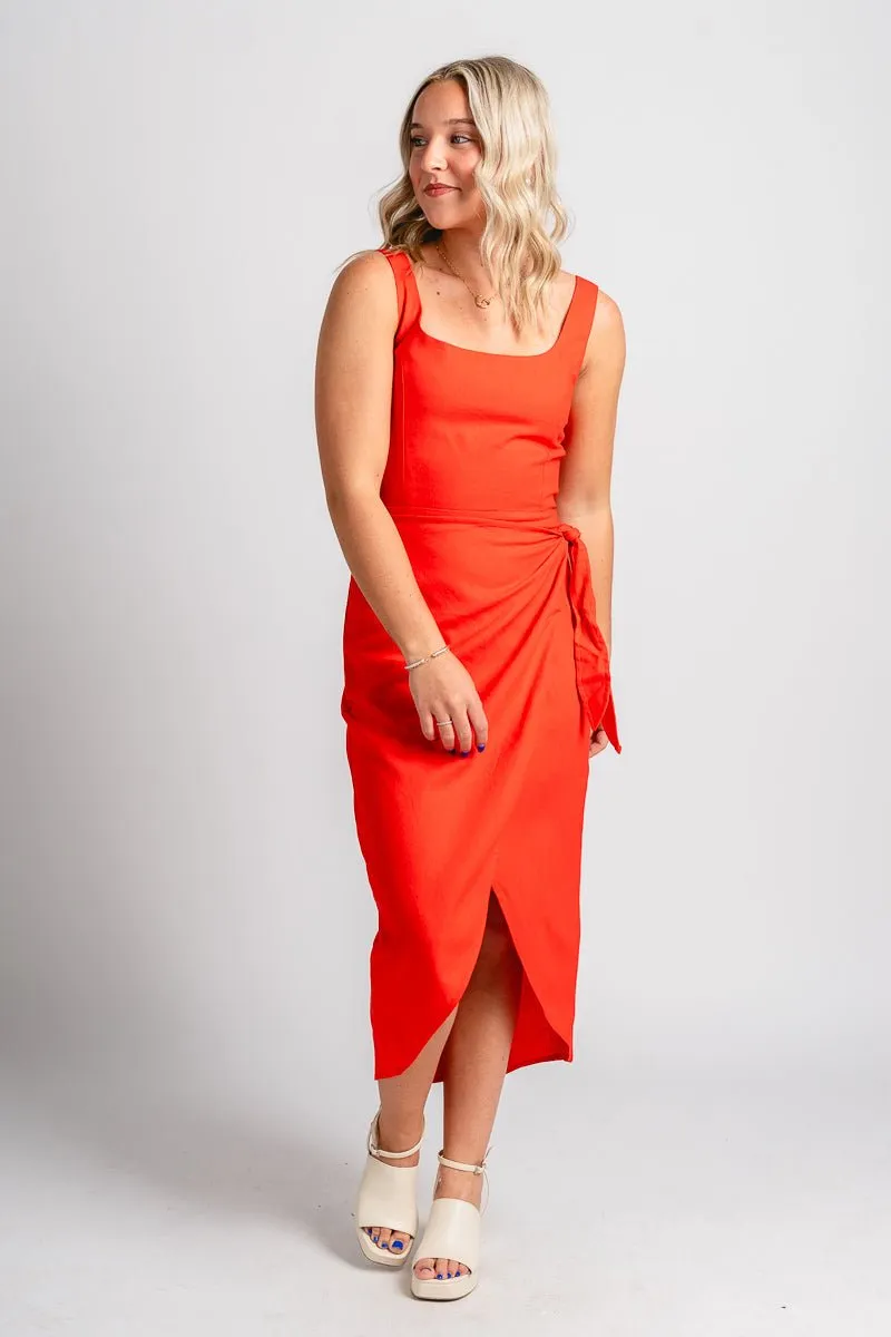 Wrap midi dress red