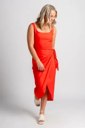 Wrap midi dress red