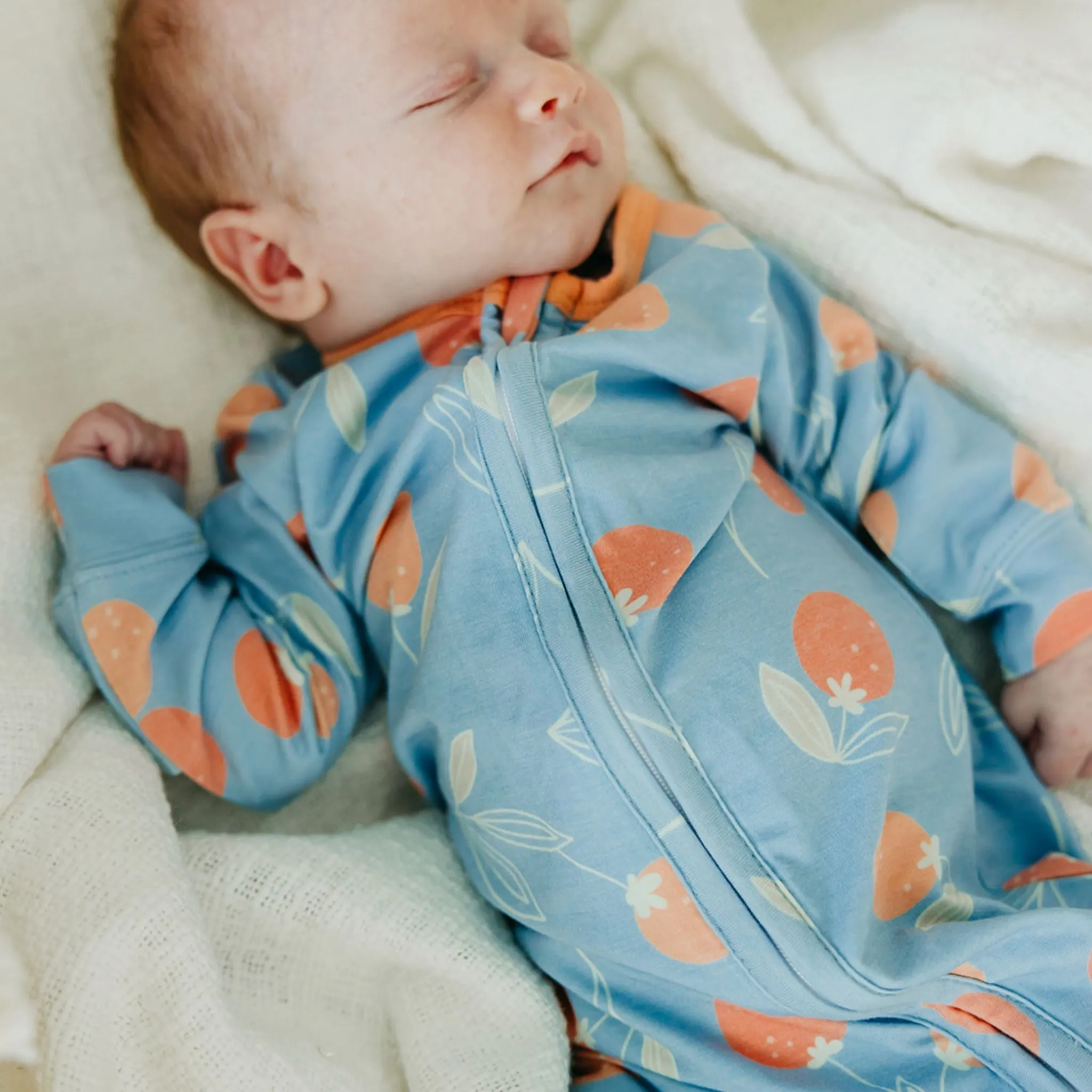 Zip-Up Footie Pajama - Clementine